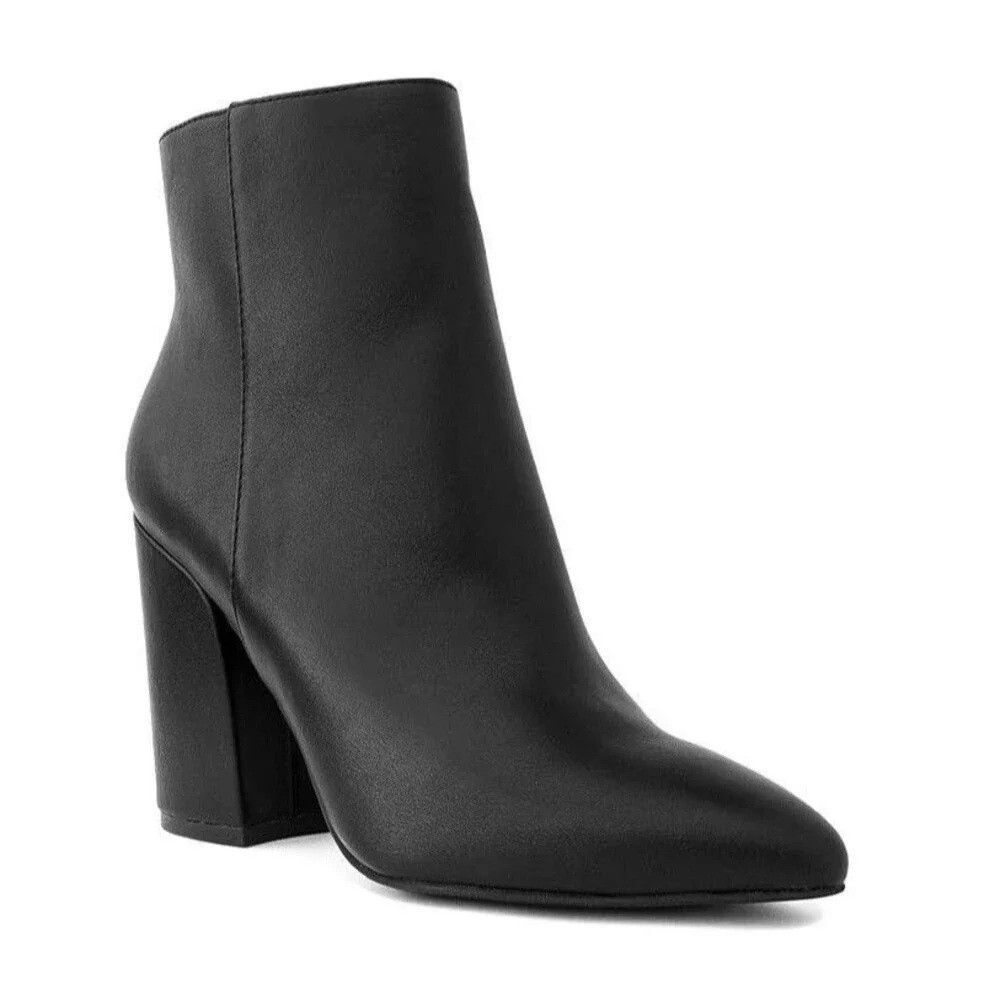 Sugar Womens 9.5 M Black Smooth Evvie Pointed Toe Zip Up Ankle Booties NIB TE4